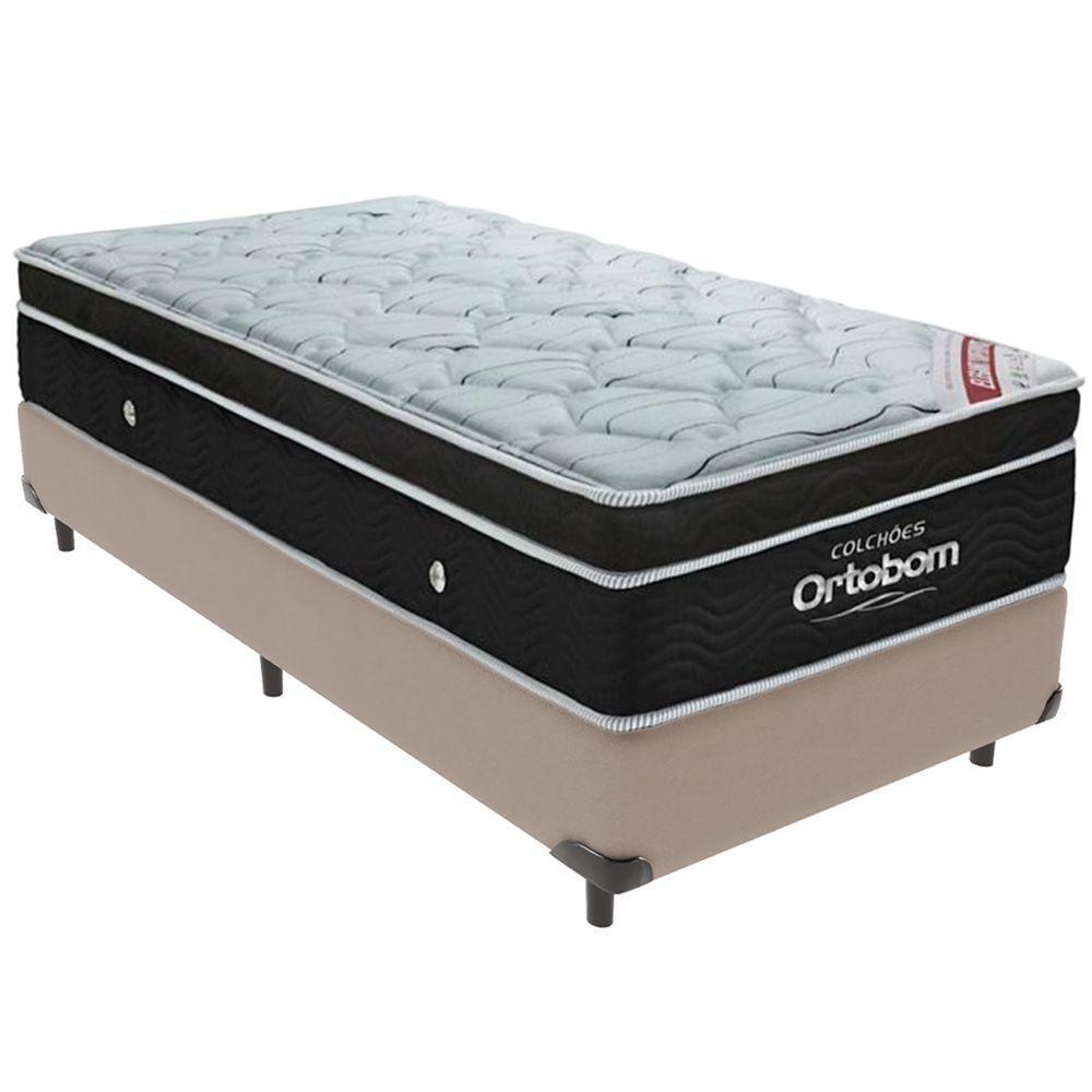 Cama Box Bege E Colchão Elegant Molas Ensacadas Solteiro Ortobom - 5