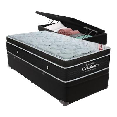 Colchão Elegant Ortobom Com Base Baú Preto Solteiro Molas Ensacadas Europillow