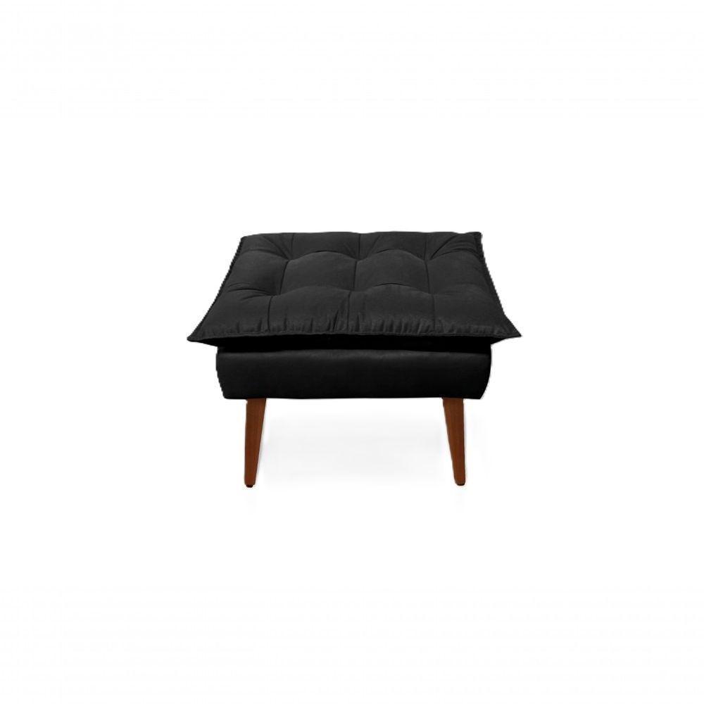 Poltronas para Amamentação com 1 Puff Decorativas Confortáveis para Sala, Quarto, Recepção - Suede Luxo Preto - 2