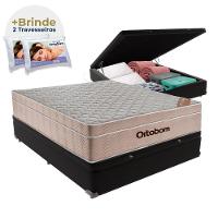 Cama Box Baú Preto E Colchão Airtech Ortobom Casal - 1