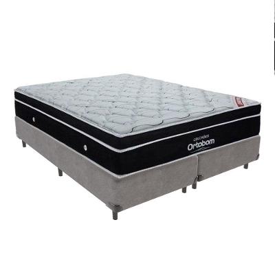 Cama + Box Colchão Queen Com Molas Ensacadas Ortobom Europillow Elegant Cinza