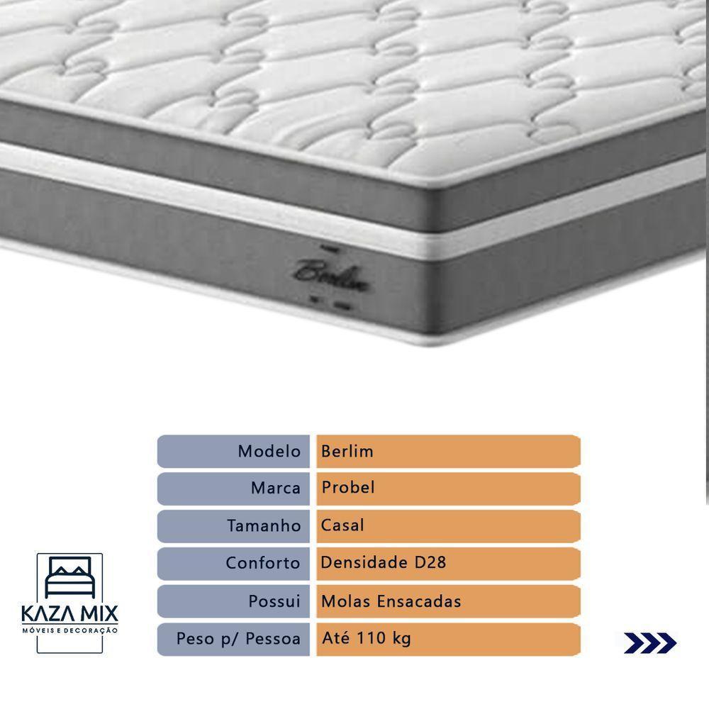 Cama Box Casal E Colchão Molas Ensacadas Berlim Probel - 2