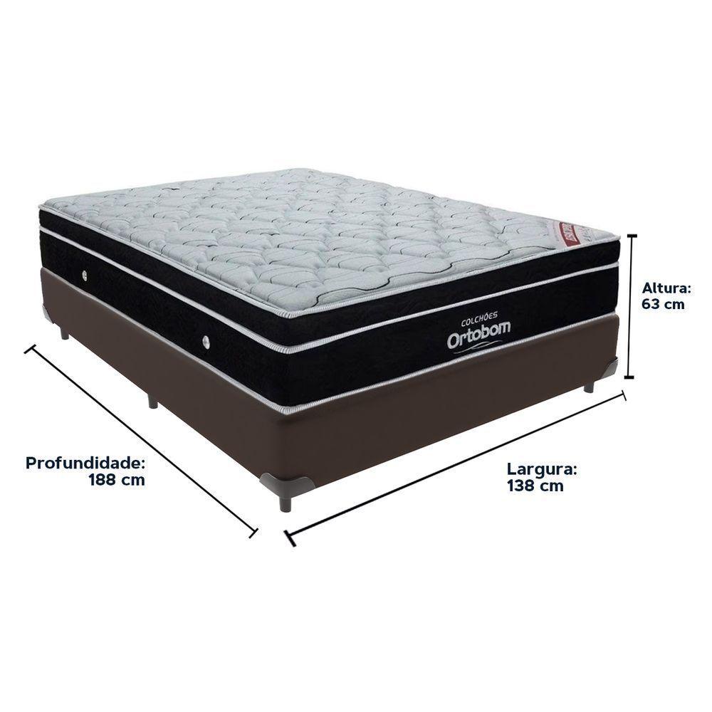 Cama Box Marrom E Colchão Elegant Molas Ensacadas Casal Ortobom - 2