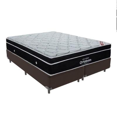 Cama + Box Colchão Queen Com Molas Ensacadas Ortobom Europillow Elegant Marrom