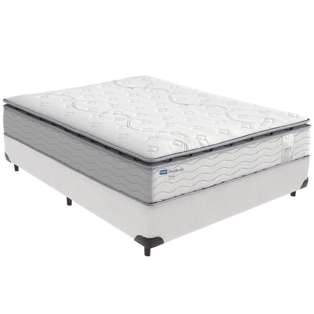 Cama Box Branco E Colchão Amsterdã Molas Ensacadas Casal Probel - 1