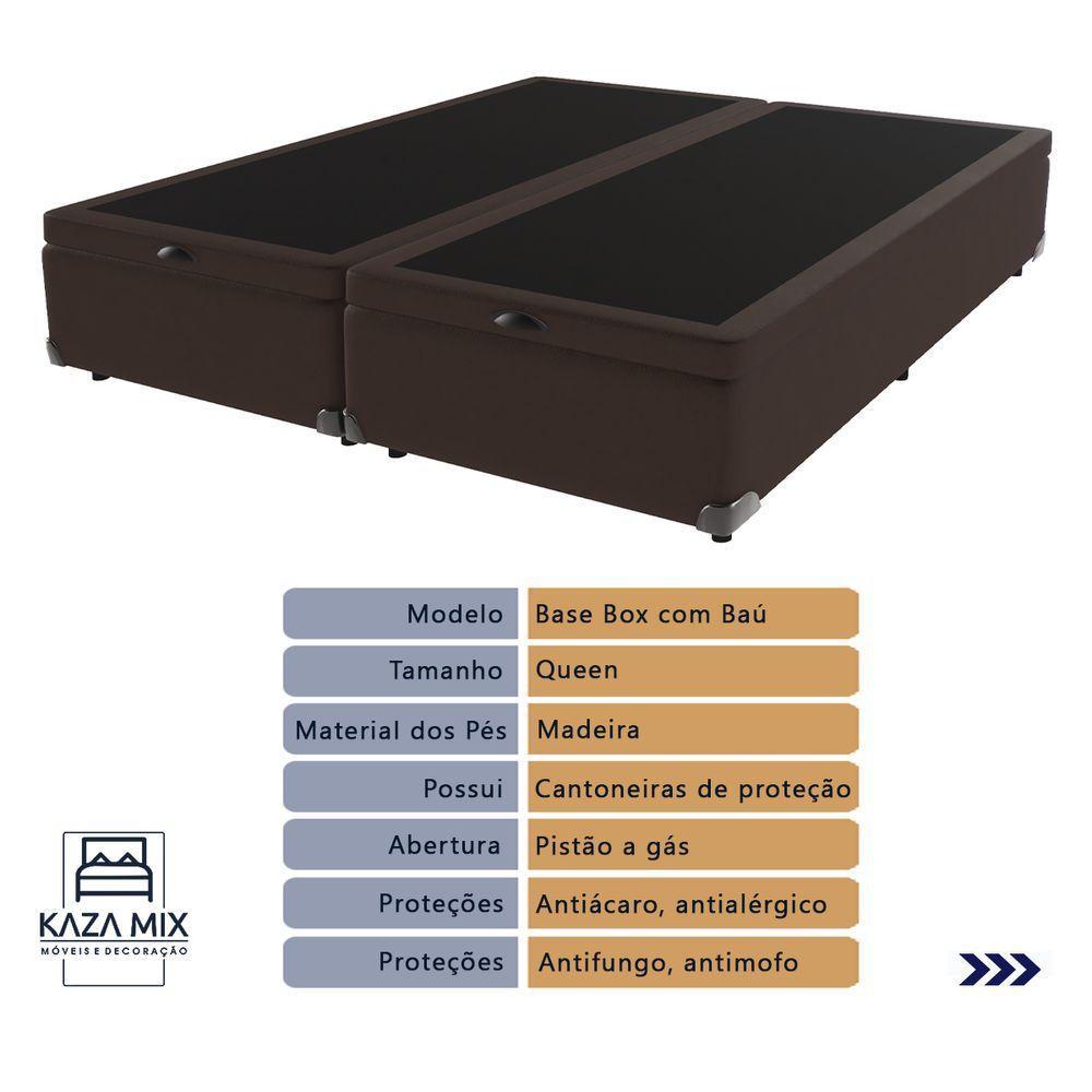 Cama + Box Airtech Colchão Ortobom Queen Com Baú Bege Springpocket Marrom - 4