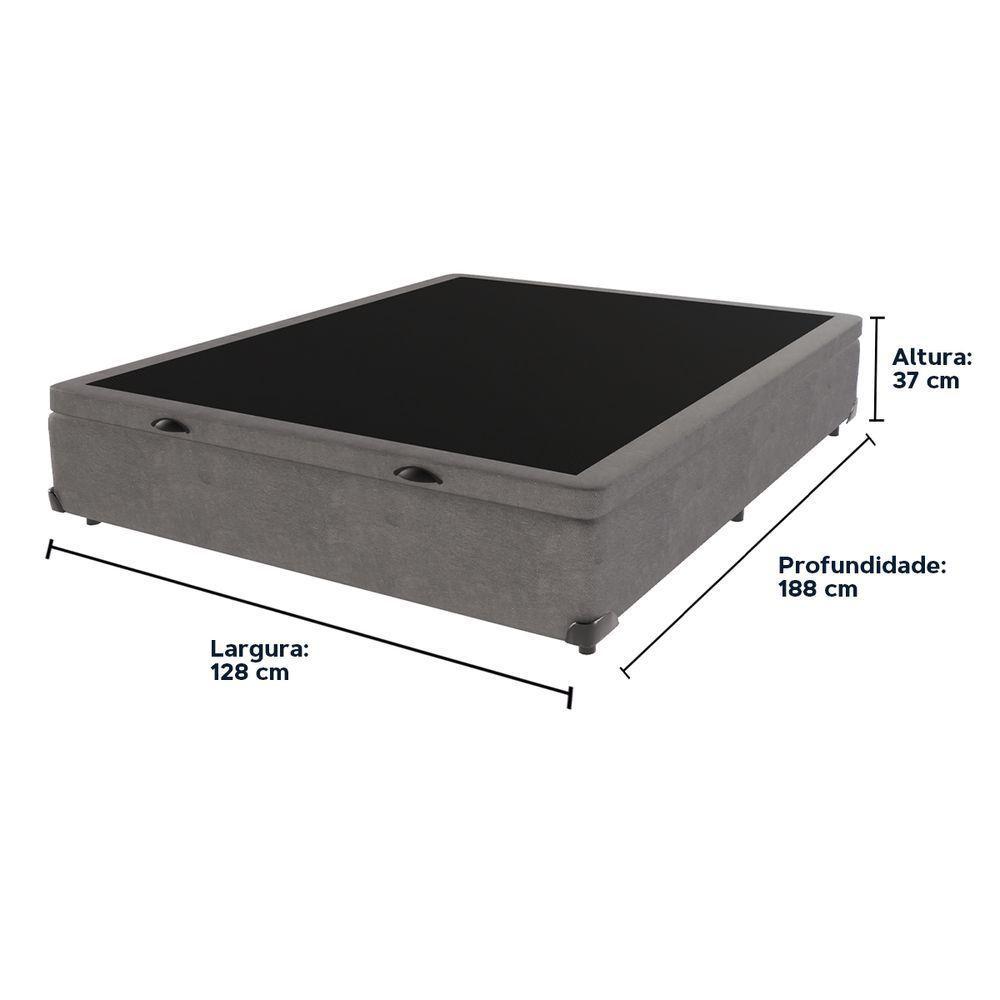 Base Box Com Baú Bege Viúvo 128cm De Madeira Kazamix Cinza - 3