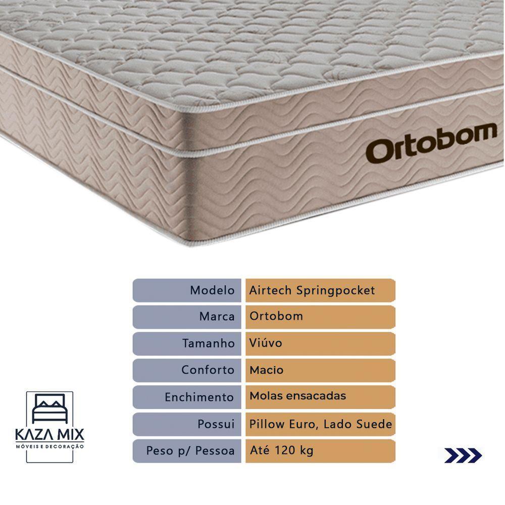 Cama Box Baú Cinza E Colchão Airtech Springpocket Molas Ensacadas Viúvo Ortobom - 2