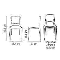 Cadeira Tramontina Sofia Vermelha Com Encosto Fechado  - 6