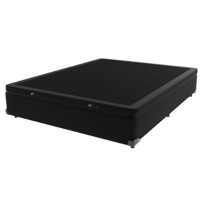 Base Box Com Baú Bege Viúvo 128cm De Madeira Kazamix Preto