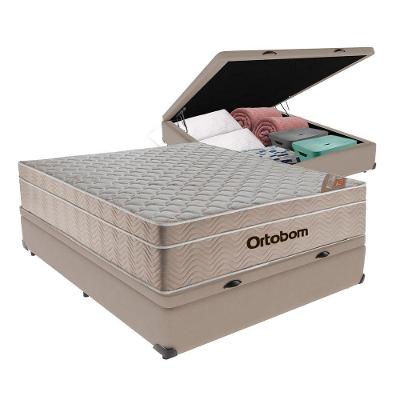 Airtech Colchão Ortobom Queen Com Baú Bege Springpocket - Preto