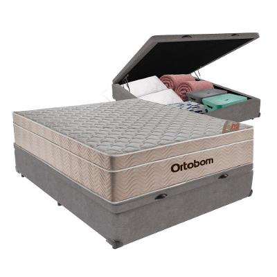 Airtech Colchão Ortobom Viúvo Baú Bege 128cm Springpocket Cinza