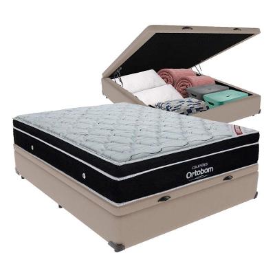 Elegant Ortobom Base Baú Bege Casal Mola Ensacada Europillow Bege