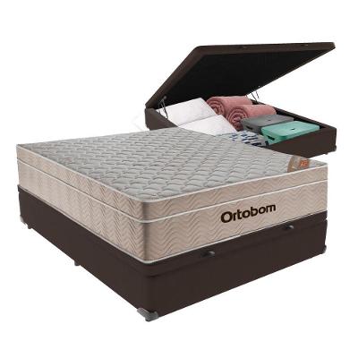 Airtech Colchão Ortobom Viúvo Baú Bege 128cm Springpocket Marrom