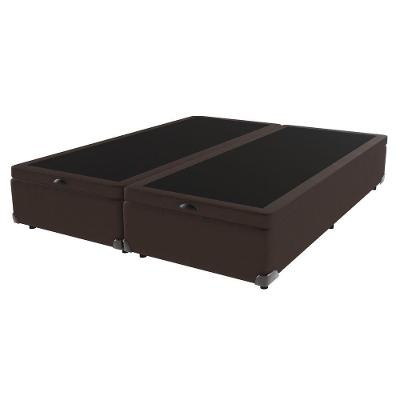 Cama Box Com Baú King Bege De Madeira 193cm Kazamix Marrom