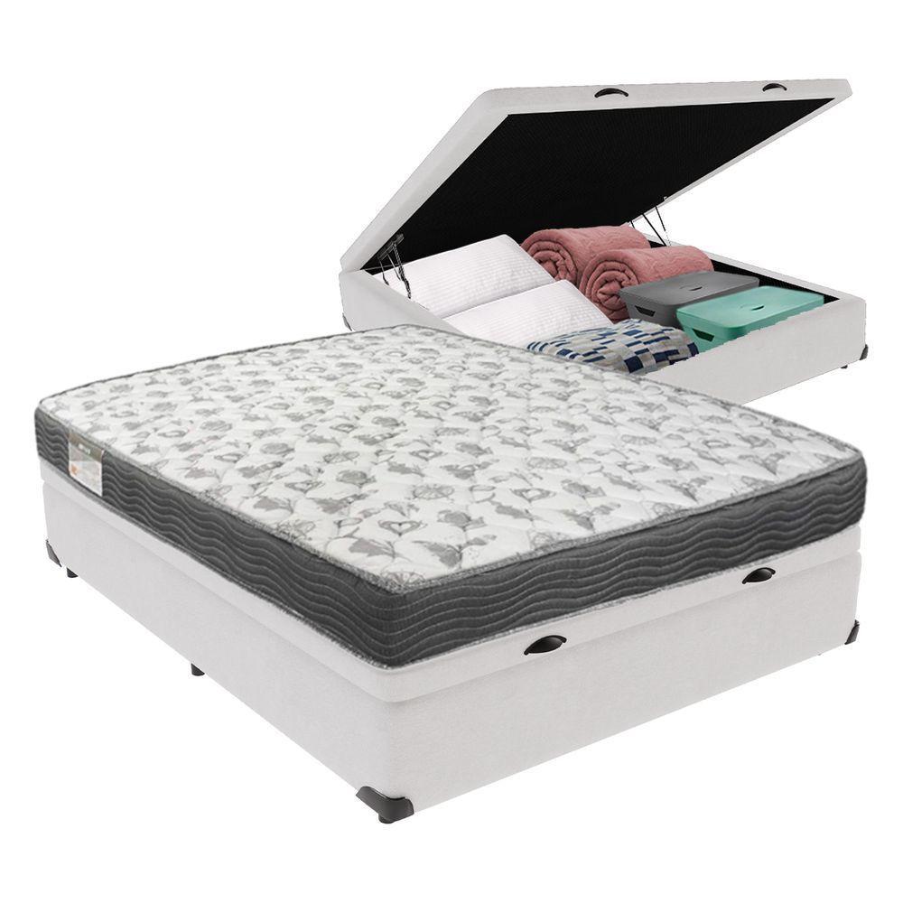 Cama Box Com Baú Ortobom Iso100 Bege D33 Branco - 1
