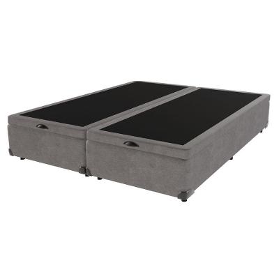 Cama Box Com Baú King Bege De Madeira 193cm Kazamix Cinza
