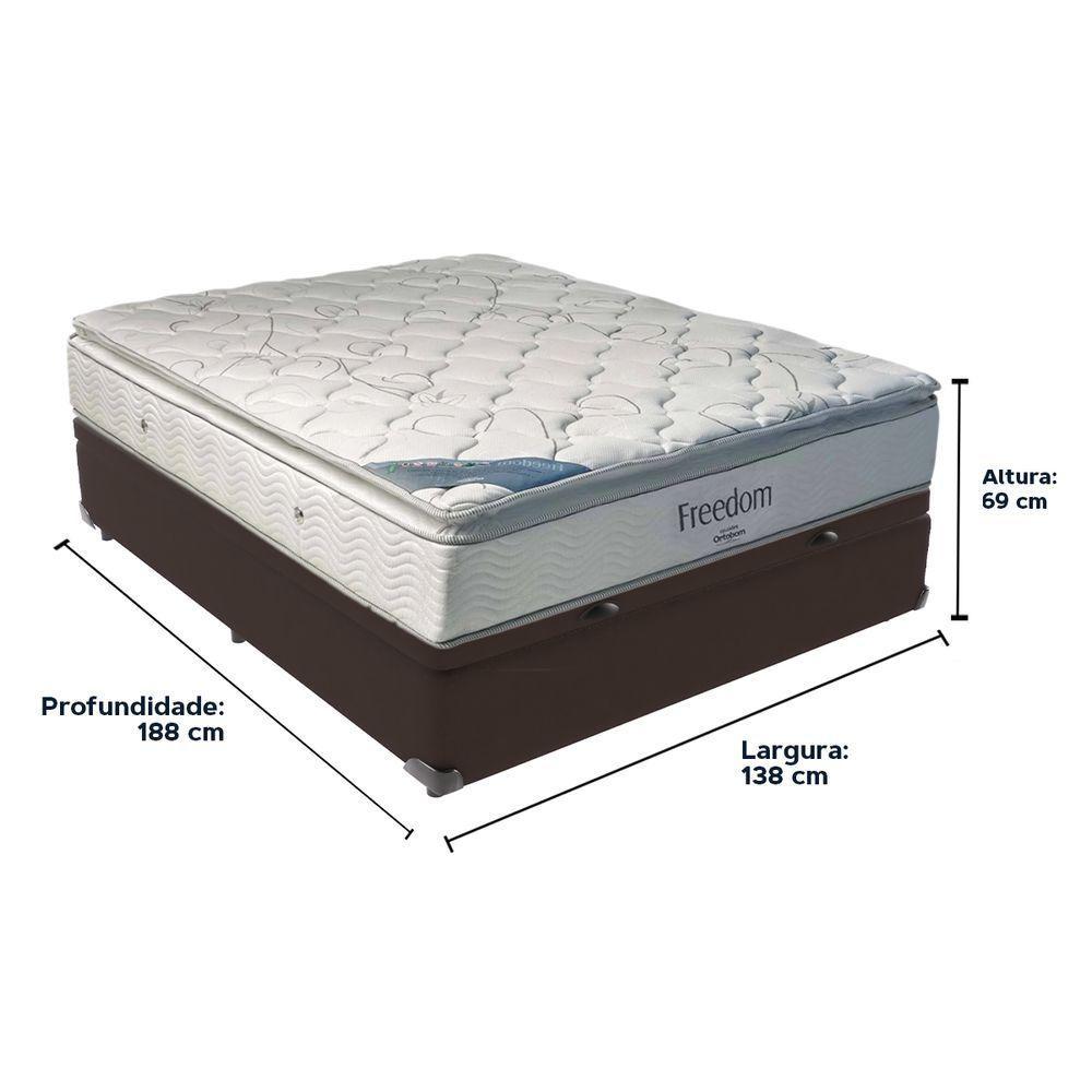 Cama Box Com Baú Casal E Colchão Freedom Ortobom D33 Marrom - 5