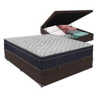 Cama + Box Com Baú Viúva Colchão Ortobom D45 Firme Airtech Marrom - 1