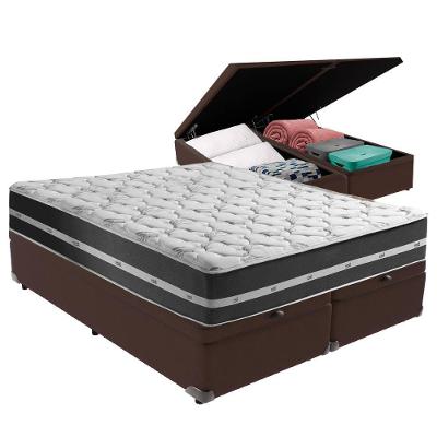 Cama + Box Com Bau Queen Classic Anjos Marrom