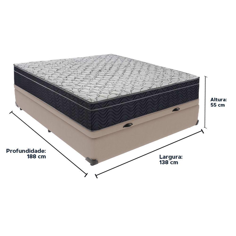 Cama + Box Bau Casal Colchão Extra Firme Ortobom D45 Airtech Bege - 5