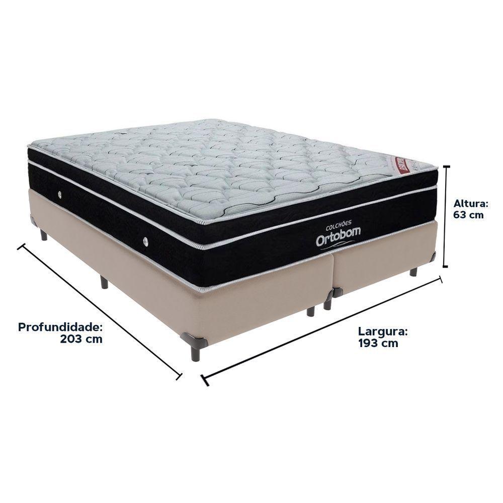 Cama + Box Colchão King Com Molas Ensacadas Ortobom Europillow Elegant Bege - 5
