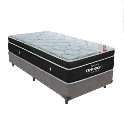Cama + Box Colchão Molas Ensacadas Solteiro Ortobom Elegant Pillow Cinza
