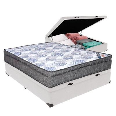 Cama Box Casal Baú Bege Colchão Ortobom Superpocket Pillow Branco