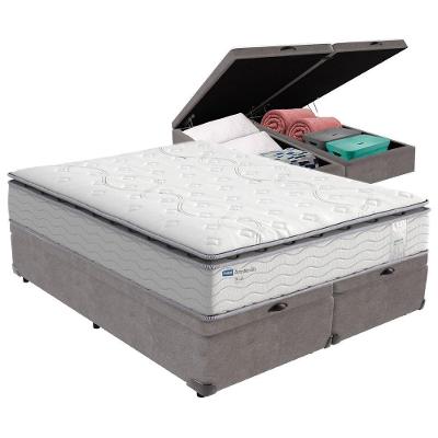 Cama Box Baú Queen E Colchão Molas Ensacadas Amsterdã Probel - Cinza