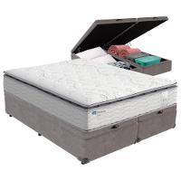 Cama Box Baú Queen E Colchão Molas Ensacadas Amsterdã Probel - Cinza - 1