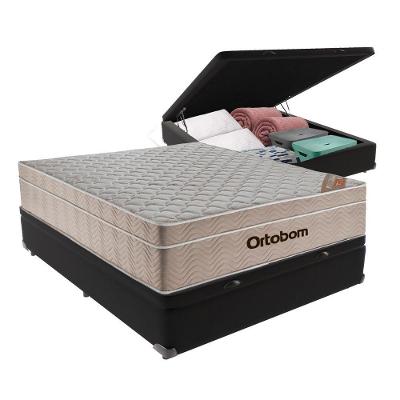 Cama Box + Colchão Casal Ortobom Airtech Spring Pocket 138x188 Preto