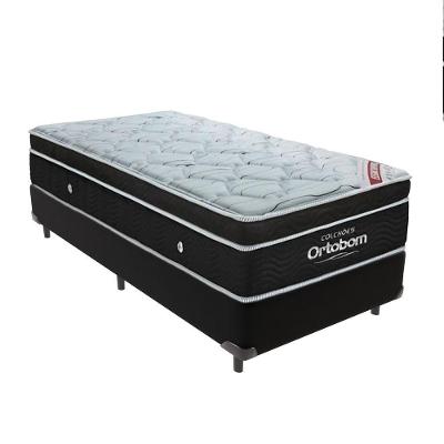 Cama + Box Colchão Molas Ensacadas Solteiro Ortobom Elegant Pillow Preto