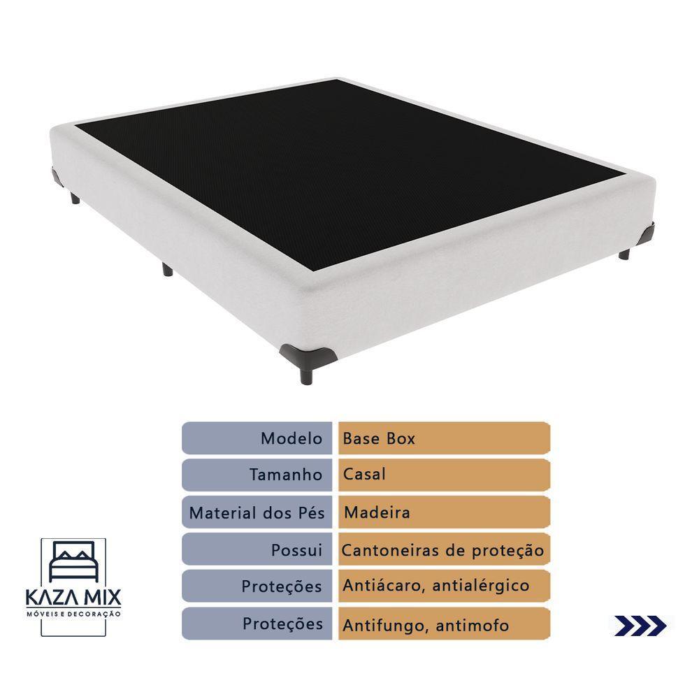 Cama + Box Casal Colchão Ortobom D45 Airtech Extra Firme Branco - 4
