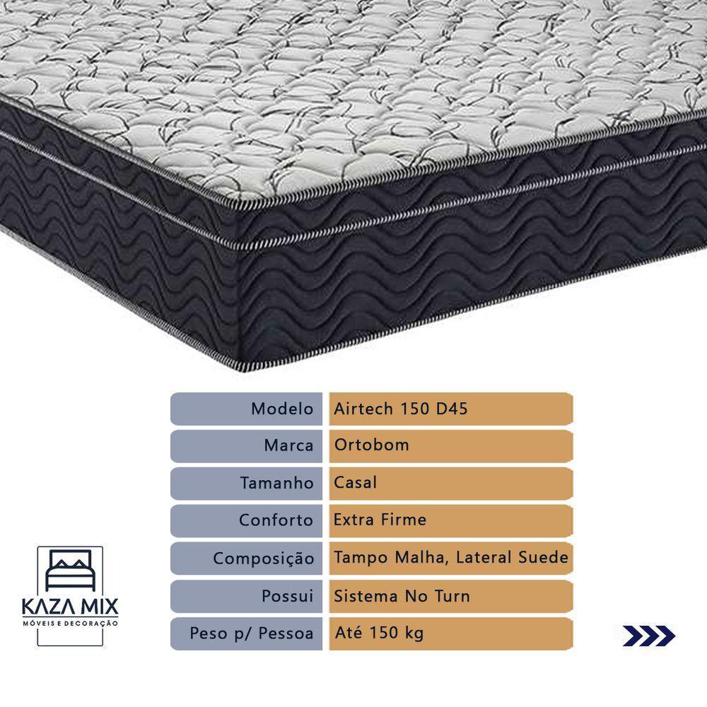 Cama Box Baú Preto Casal Extra Firme Airtech D45 Ortobom - 2
