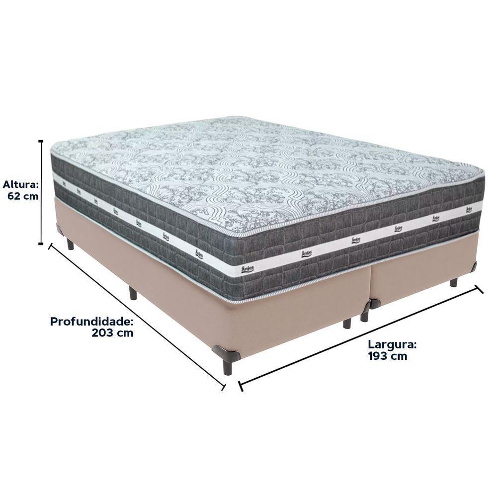 Cama Box Bege E Colchão Black Graphite Molas Ensacadas King 193x203x27 Anjos - 4
