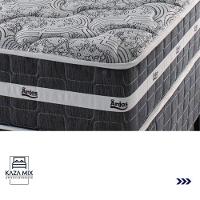 Cama Box Bege E Colchão Black Graphite Molas Ensacadas King 193x203x27 Anjos - 2