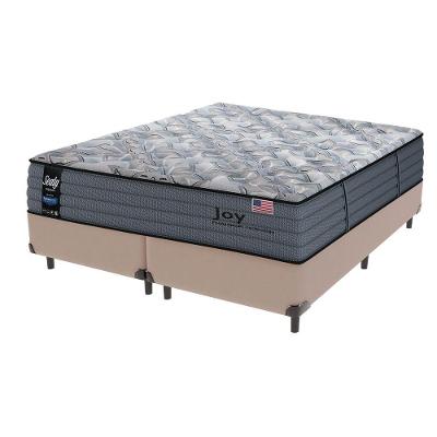 Cama Box Bege E Colchão Queen Joy Molas Ensacadas Sealy