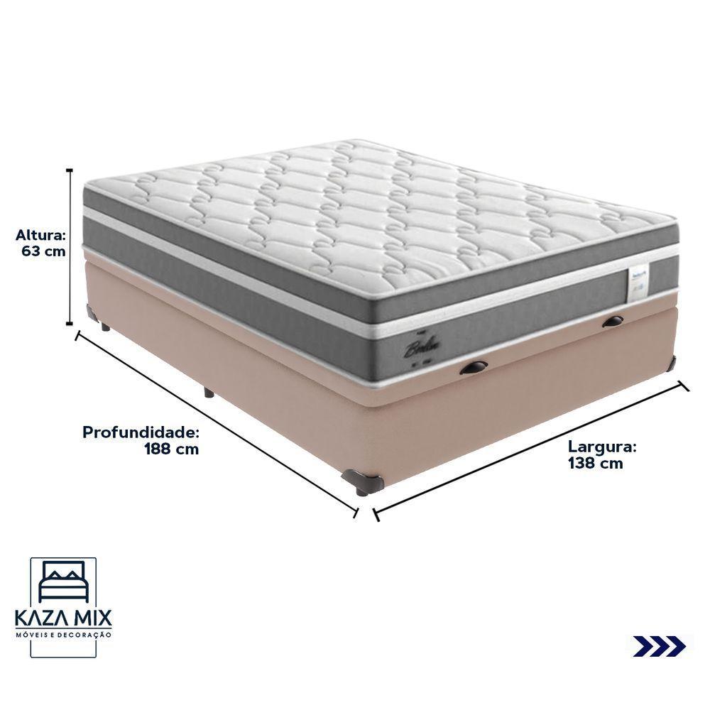 Cama Box Baú Casal E Colchão Molas Ensacadas Berlim Probel Bege - 3