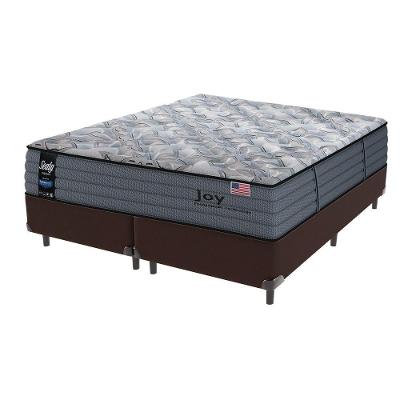 Cama Box Marrom E Colchão Queen Joy Molas Ensacadas Sealy