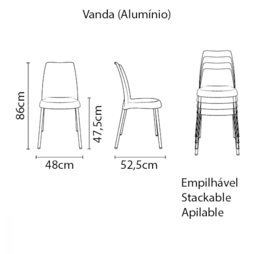 Cadeira Tramontina Vanda Branca com Pernas em Alumínio - 2