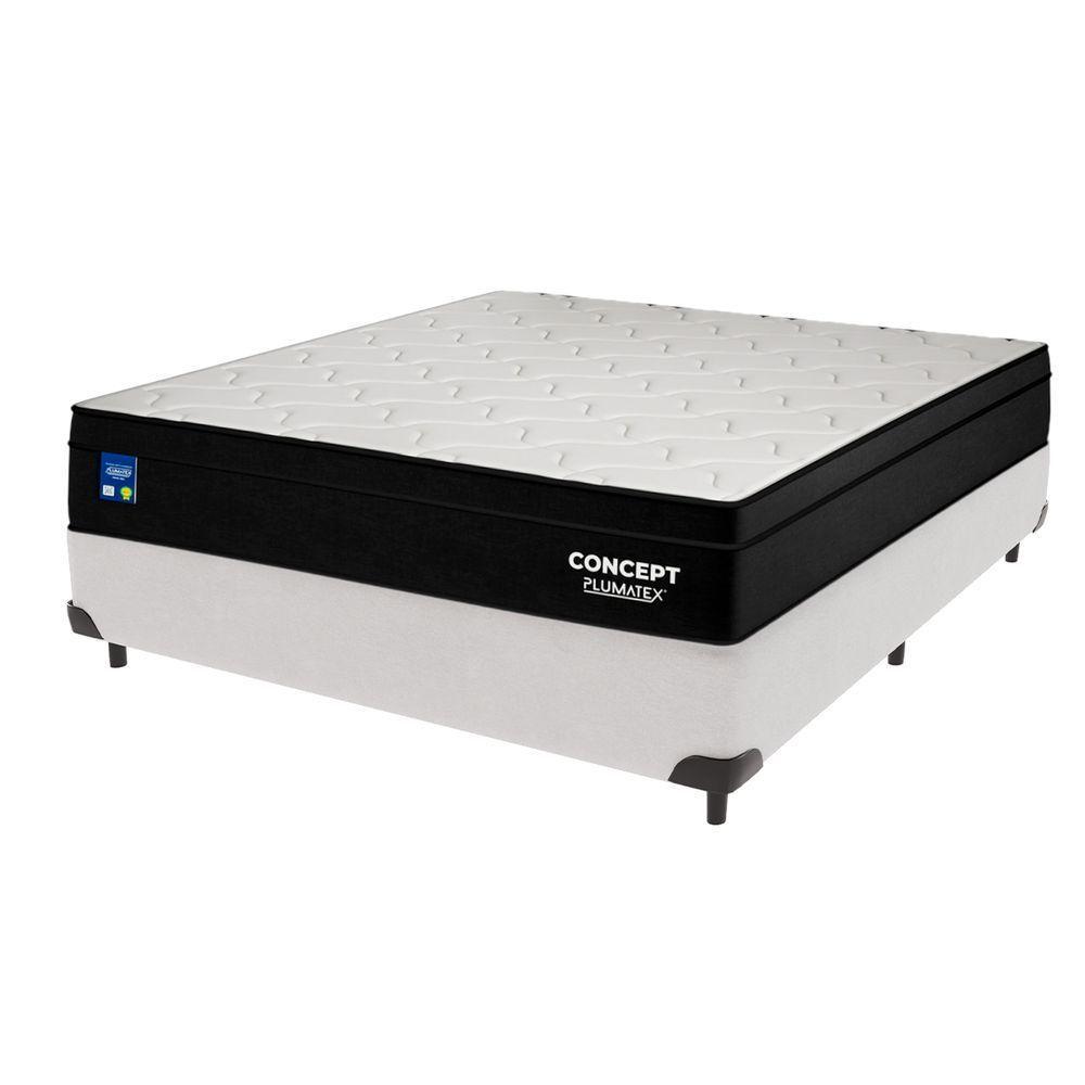 Cama Box Branco E Colchão Casal Concept Molas Ensacadas Plumatex - 1
