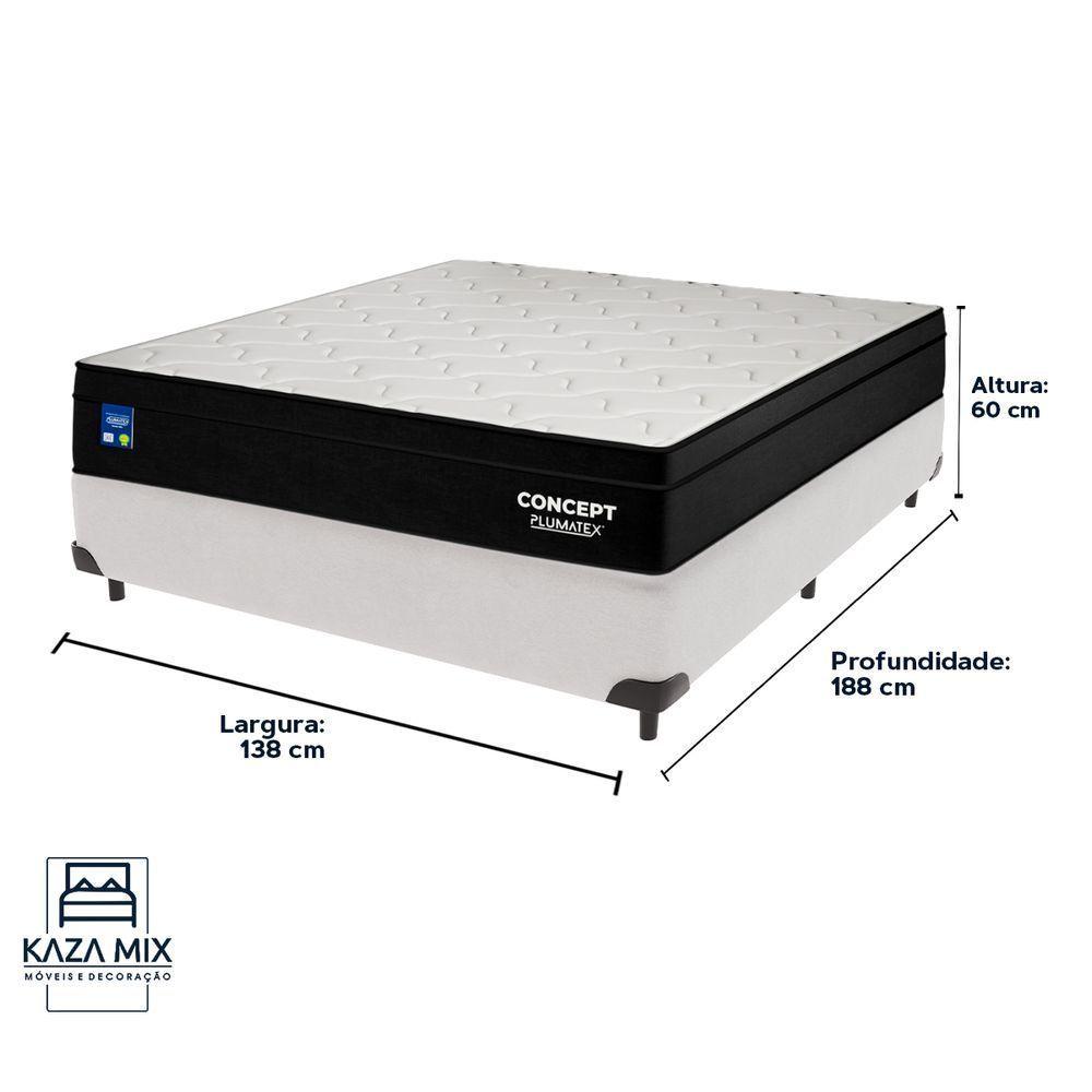 Cama Box Branco E Colchão Casal Concept Molas Ensacadas Plumatex - 3