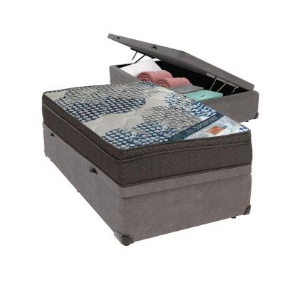 Ortobom Solteiro Molas Ensacadas D26 Base Box Baú Bege Cinza