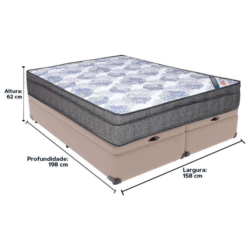 Cama Box Baú Bege E Colchão Iso Superpocket Molas Ensacadas Queen Ortobom - 6