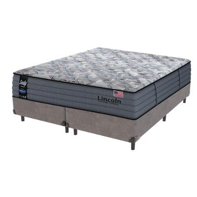 Cama Box Cinza E Colchão Queen Lincoln Molas Ensacadas Sealy