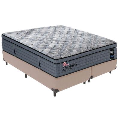 Cama Box Bege E Colchão King Charlotte Molas Ensacadas Sealy