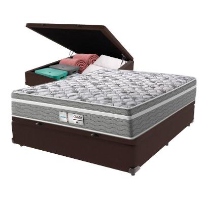 Cama Box Baú Marrom E Colchão Casal Evolution Probel