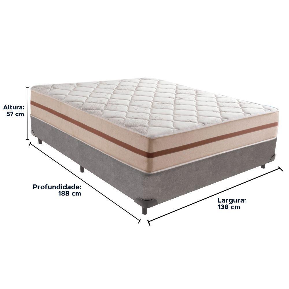 Cama Box Cinza E Colchão Classic 22 Cm Molas Ensacadas Casal Anjos - 3
