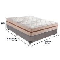 Cama Box Cinza E Colchão Classic 22 Cm Molas Ensacadas Casal Anjos - 3