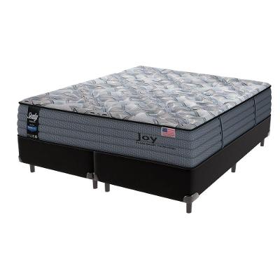 Cama Box Preto E Colchão Queen Joy Molas Ensacadas Sealy